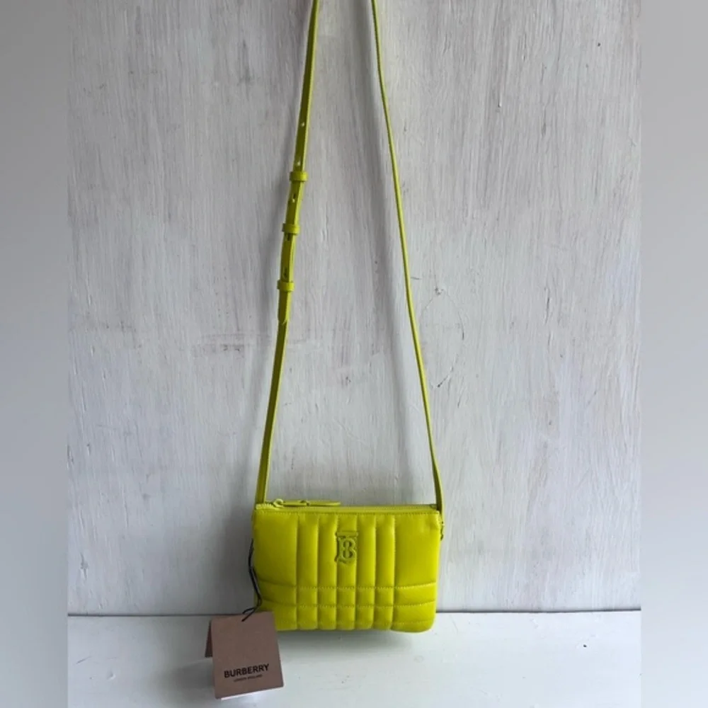 BURBERRY Lola Quilted Twin Pouch Vivid Lime - Picture 6 of 13